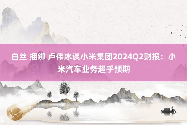 白丝 捆绑 卢伟冰谈小米集团2024Q2财报：小米汽车业务超乎预期