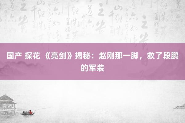 国产 探花 《亮剑》揭秘：赵刚那一脚，救了段鹏的军装