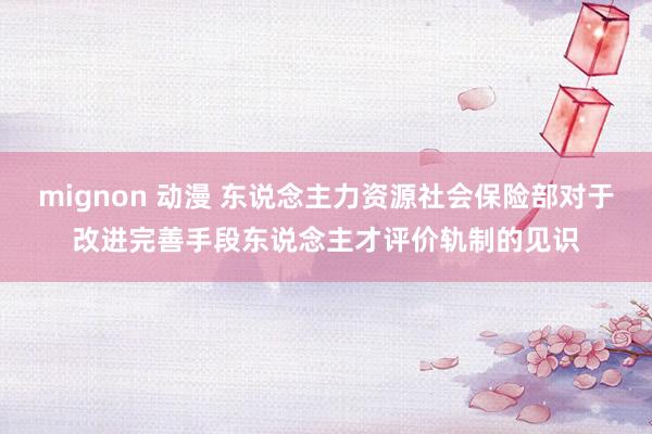 mignon 动漫 东说念主力资源社会保险部对于改进完善手段